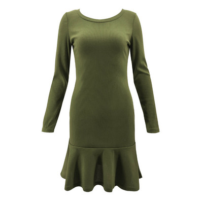 Ежедневна дамска къса рокля Slim модел с дълъг ръкав