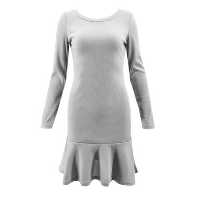 Ежедневна дамска къса рокля Slim модел с дълъг ръкав