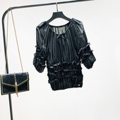 Нов модел дамска блуза с 3/4 ръкав и овално деколте