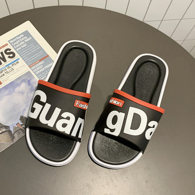 Дамски ежедневни чехли с равна подметка и надпис