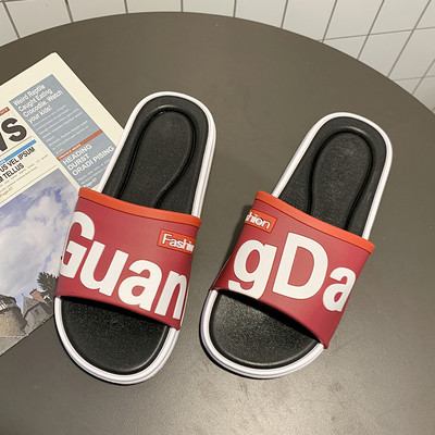 Дамски ежедневни чехли с равна подметка и надпис