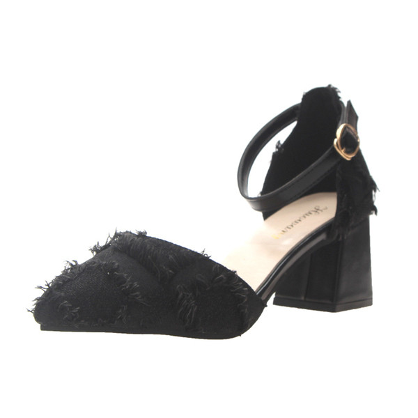 Дамски стилни сандали с дебел квадратен ток 