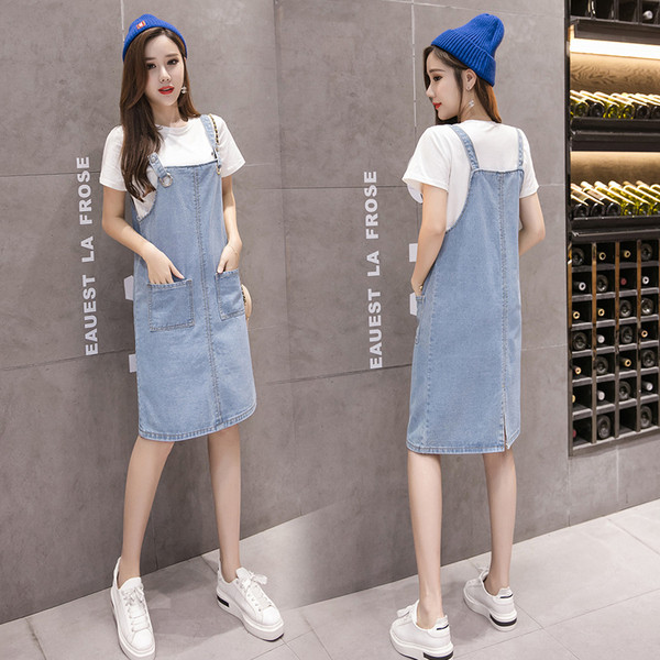 Дамски ежедневен дънков сукман с джобове