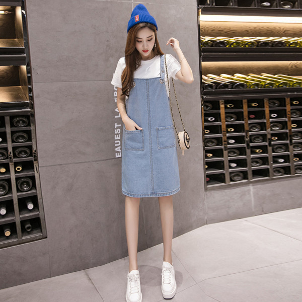 Дамски ежедневен дънков сукман с джобове