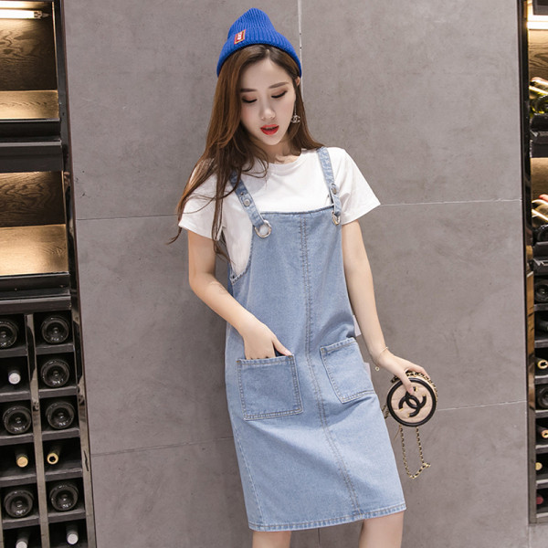 Дамски ежедневен дънков сукман с джобове