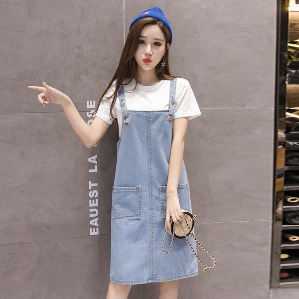 Дамски ежедневен дънков сукман с джобове