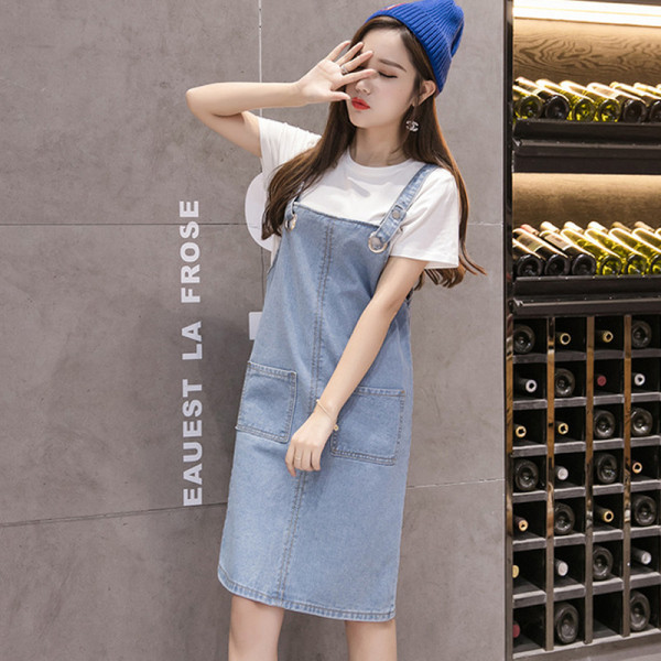 Дамски ежедневен дънков сукман с джобове