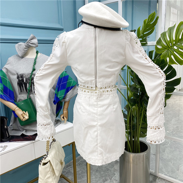 Нов модел стилна дамска рокля с изрязана част, дантела и перли