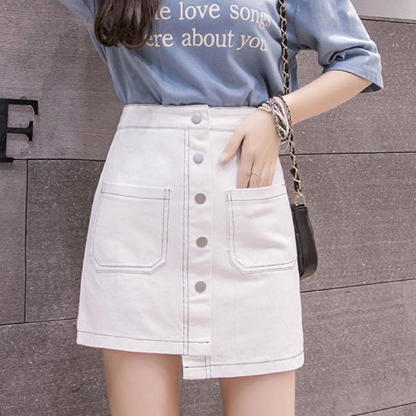 Ежедневна дамска къса асиметрична пола с висока талия 