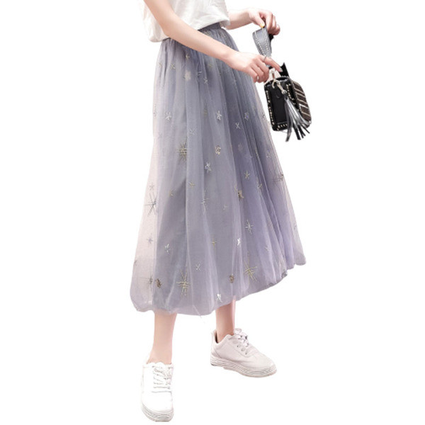 Стилна дамска дълга пола с тюл и висока талия