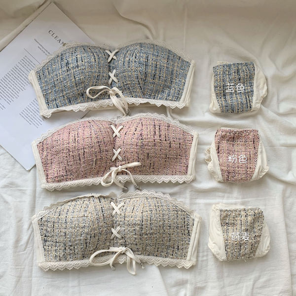 Стилен дамски комплект бельо от две части с връзки