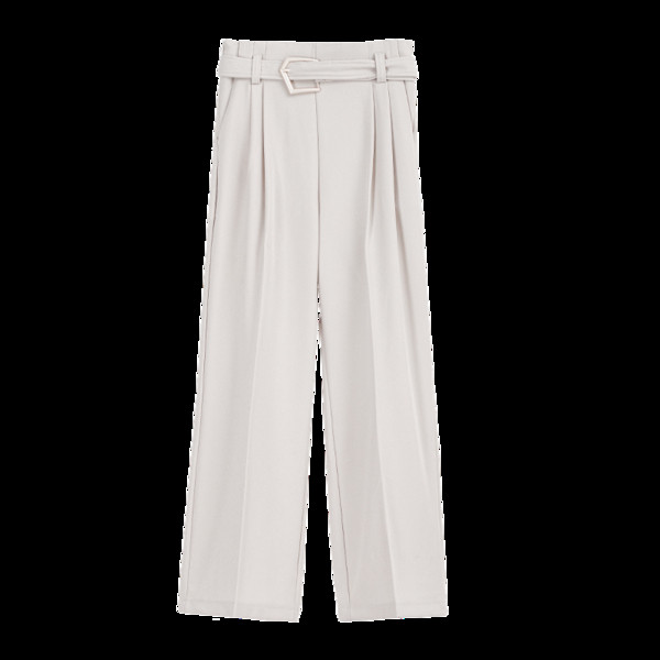 Дамски ежедневни дълги панталони с висока талия и колан 