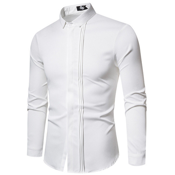 Стилна мъжка риза с класическа яка, дълъг ръкав и джобове