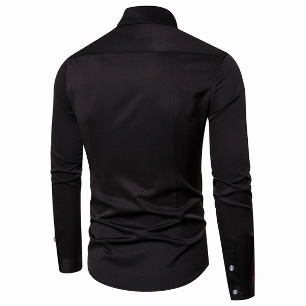 Мъжка риза втален модел с класическа яка, дълъг ръкав и цветни кантове