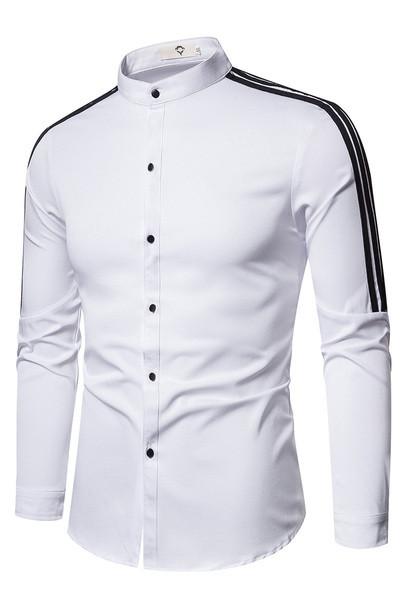 Модерна мъжка риза с ниска яка, кантове и размери до 5XL