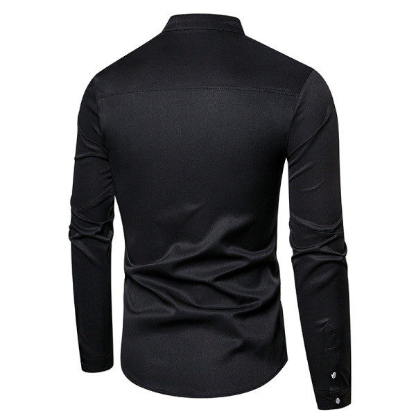 Модерна мъжка риза с ниска яка, кантове и размери до 5XL