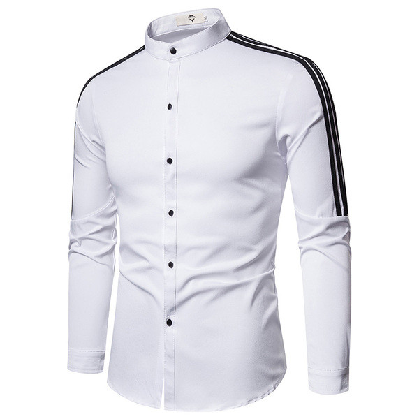 Модерна мъжка риза с ниска яка, кантове и размери до 5XL