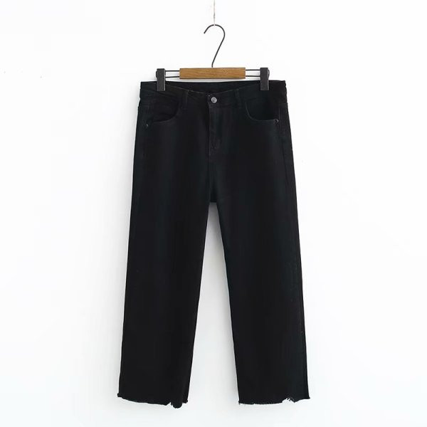 Blugi lungi de damă casual, cu buzunar și motiv rupt