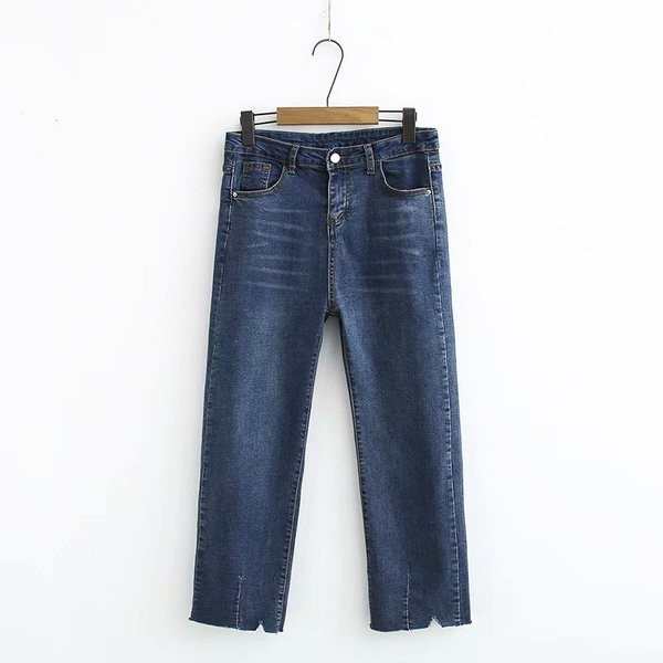 Blugi lungi de damă casual, cu buzunar și motiv rupt