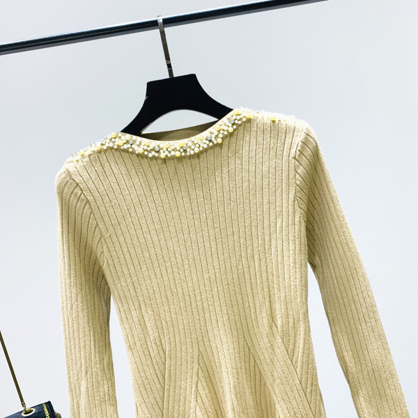 Rochie casual de dama cu decolteu rotund si maneci lungi