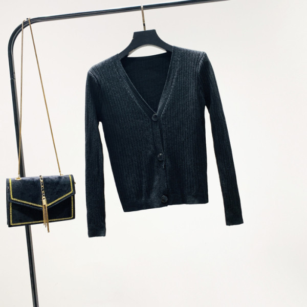 Vesta de dama model nou cu decolteu spitz de culoare neagra