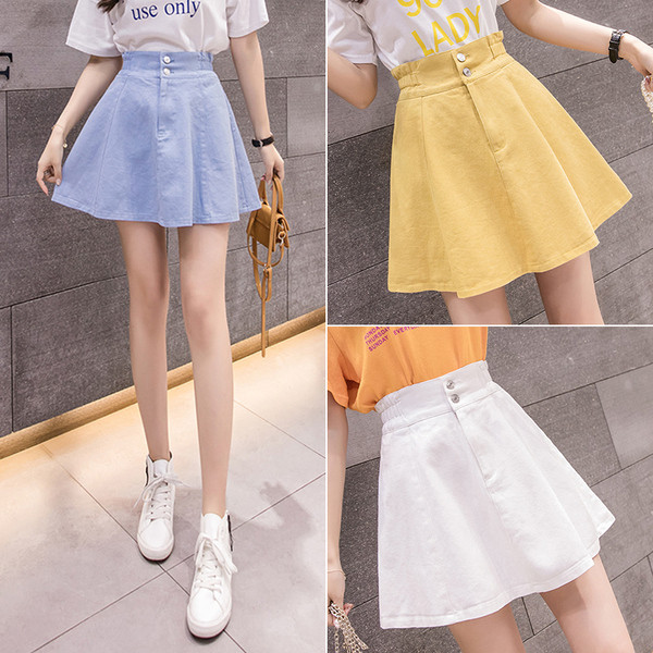 Fusta de dama din denim decupata cu talie inalta