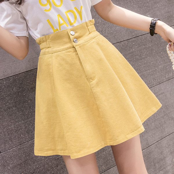 Fusta de dama din denim decupata cu talie inalta