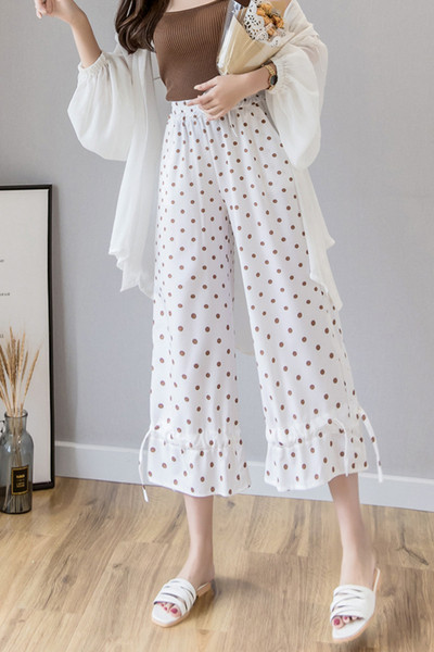 Pantaloni casual dama cu talie inalta si sireturi