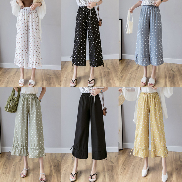 Pantaloni casual dama cu talie inalta si sireturi