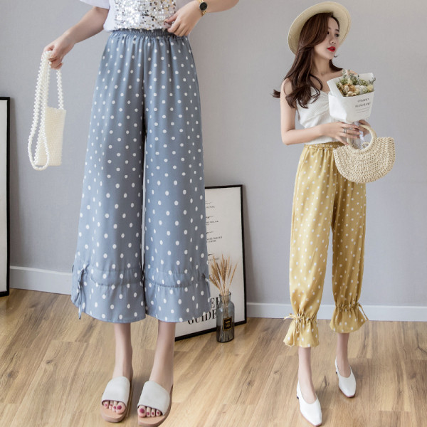 Pantaloni casual dama cu talie inalta si sireturi