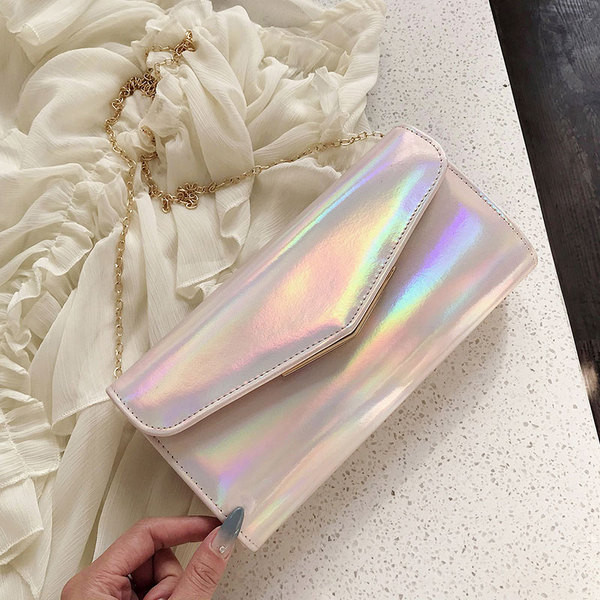 Geantă de damă elegantă, cu lanț lung și închizătoare metalică