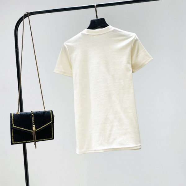 Нов модел дамска тениска с бродерия и къс ръкав