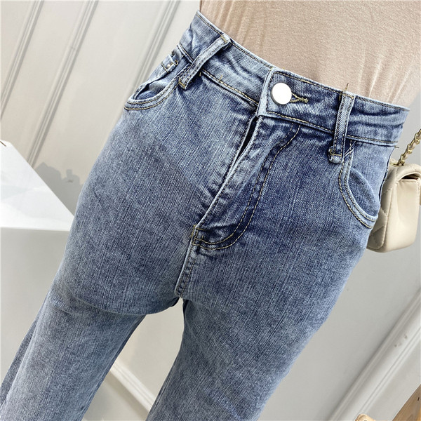 Blugi de dama moderni Model slim cu talie inalta si fermoare