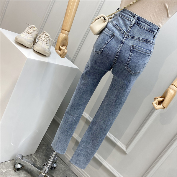 Blugi de dama moderni Model slim cu talie inalta si fermoare