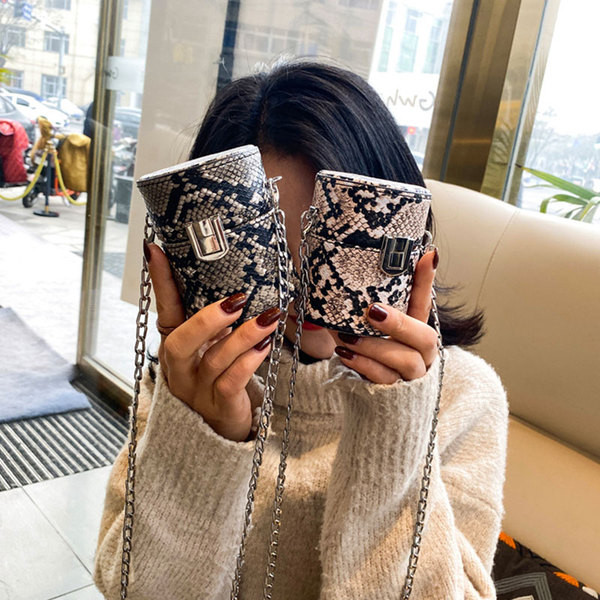 Geantă de damă modernă cu mâner lung cu imprimeu de șarpe