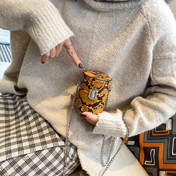 Geantă de damă modernă cu mâner lung cu imprimeu de șarpe