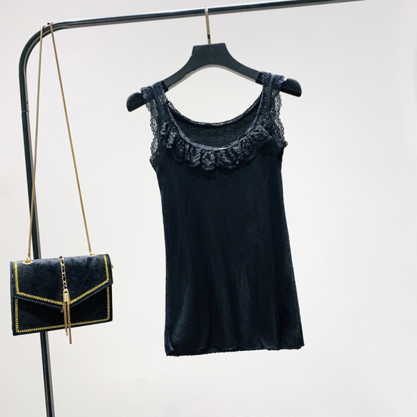 Maieu de dama model nou de culoare neagra cu dantela