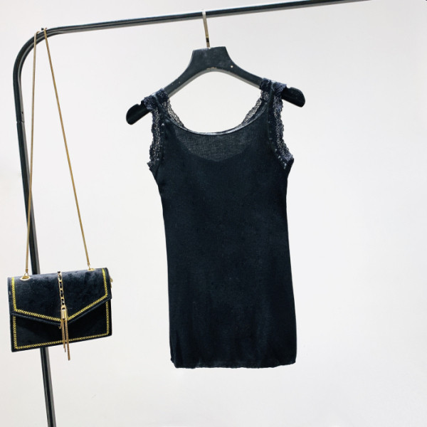 Maieu de dama model nou de culoare neagra cu dantela