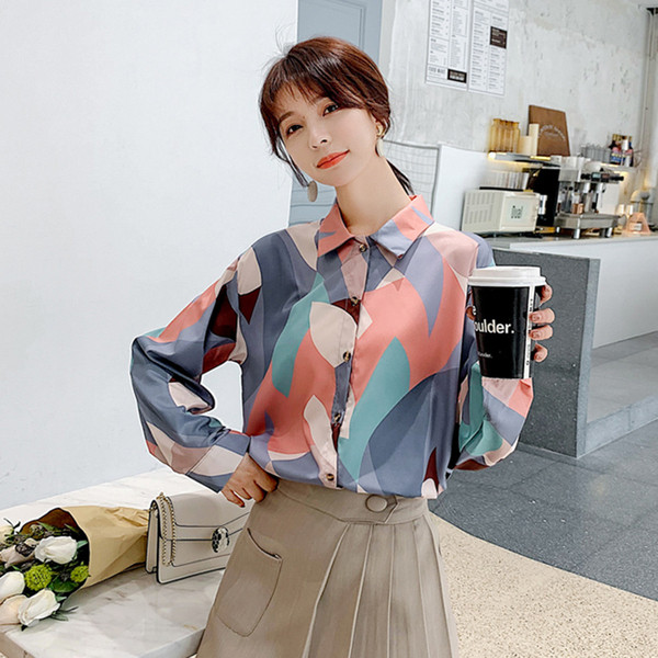 Cămașă de damă colorată cu guler clasic și mâneci lungi