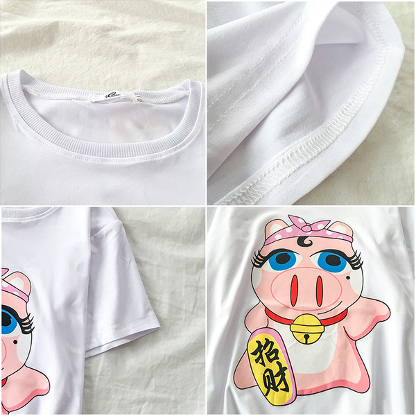 Дамска широка тениска с апликация и овално деколте