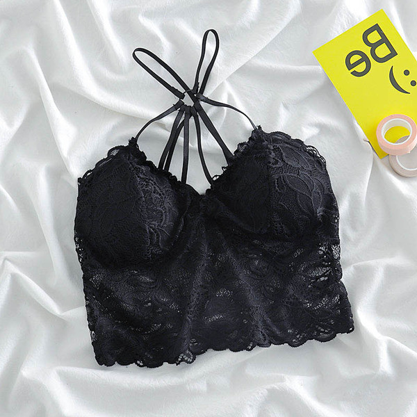 Bustiera dama din dantela cu captuseala si bretele subtiri