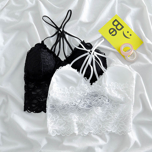 Bustiera dama din dantela cu captuseala si bretele subtiri