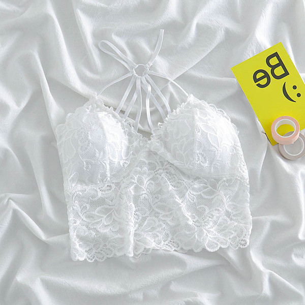 Bustiera dama din dantela cu captuseala si bretele subtiri