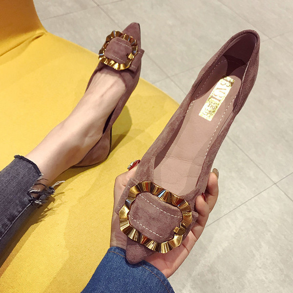 Pantofi moderni de dama cu talpa plate si catarame