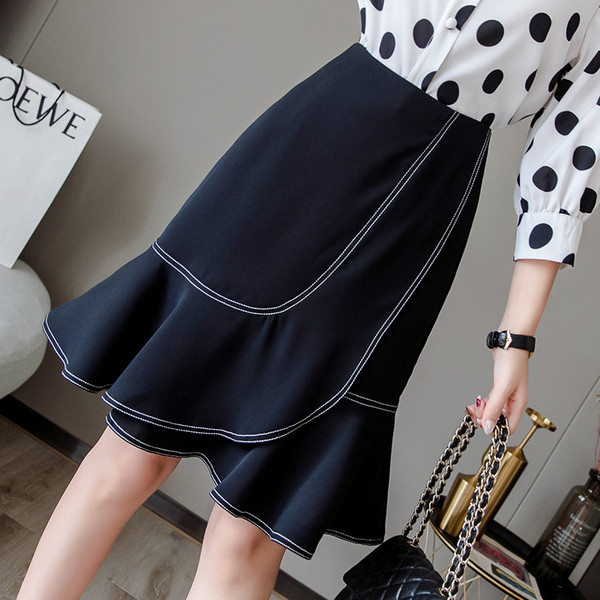 Fusta de dama de primavara decupata cu talie inalta