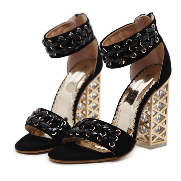 Sandale moderne de damă cu toc înalt cu șireturi