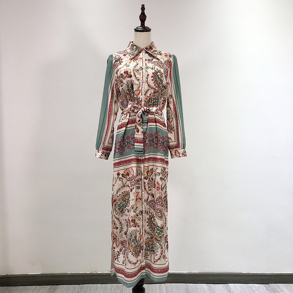 Rochie de primavara model nou cu guler clasic si model colorat