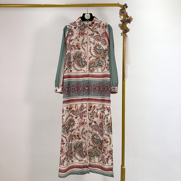 Rochie de primavara model nou cu guler clasic si model colorat