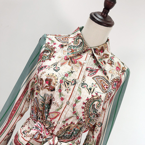 Rochie de primavara model nou cu guler clasic si model colorat