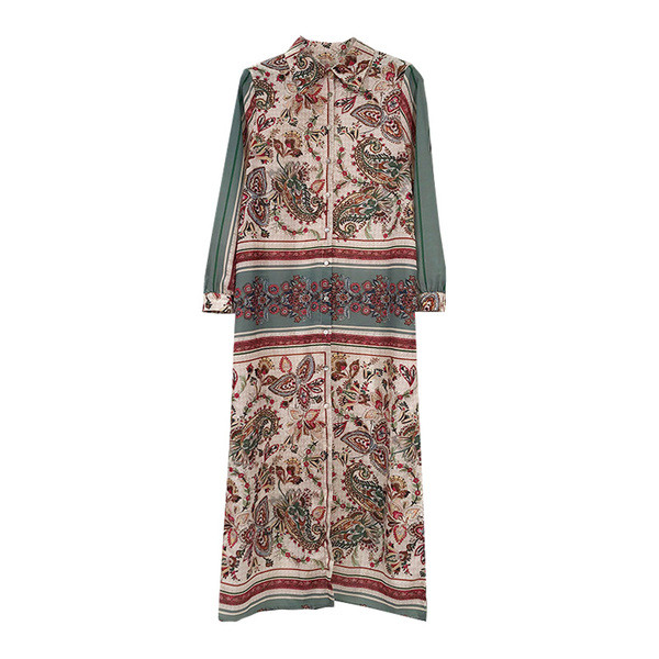 Rochie de primavara model nou cu guler clasic si model colorat